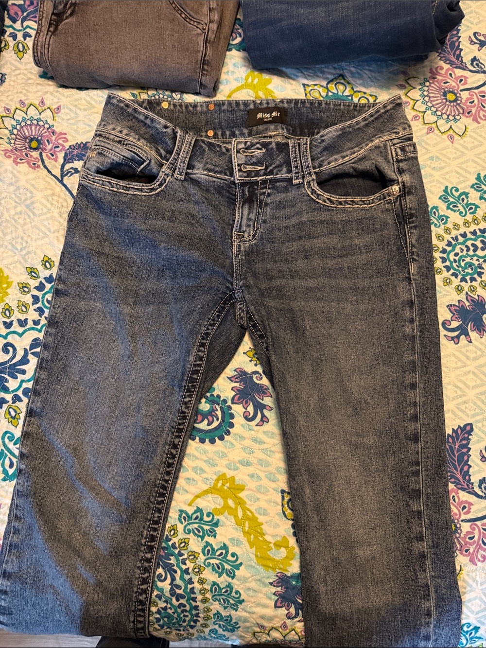 Miss Me Dark Gray Skinny Jeans - Faded Wash